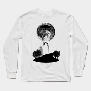 Alien Cliff (Etching Sketch) Long Sleeve T-Shirt